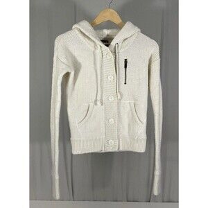 American Eagle Women’s Y2K Cream Sweater Zip Up Hoodie Cozycore Size XS